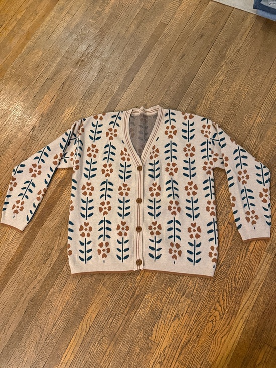 Sweaters - Cream Floral Button-Front Women's Cardigan Sweater